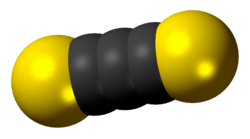 Space-filling model of the carbon subsulfide molecule