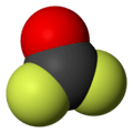 Space-filling model of the carbonyl fluoride molecule