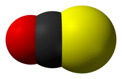 Space-filling 3D model of carbonyl sulfide