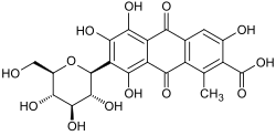 Chemical structure of carminic acid[citation needed]