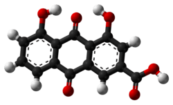 Ball-and-stick model of rhein