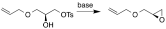 The synthesis of a single enantiomer of allyl glycidyl ether by cyclization of a single enantiomer of the acylic alcohol