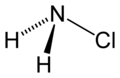 Stereo, skeletal formula of chloramine with all explicit hydrogens added