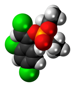 Space-filling model of the (Z)-chlorfenvinphos molecule