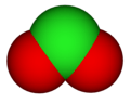 Spacefill model of chlorine dioxide