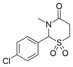 Skeletal formula of chlormezanone