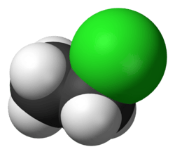 Ball-and-stick model of chloroethane
