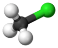 Ball and stick model of chloromethane