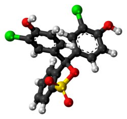 Ball-and-stick model of the chlorophenol red molecule in cyclic form