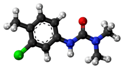 Ball-and-stick model of the chlortoluron molecule