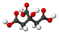 Ball-and-stick model of citric acid