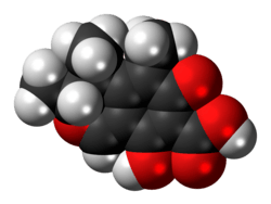 Space-filling model of the citrinin molecule