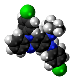 Space-filling model of the clofazimine molecule