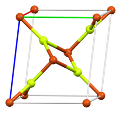 Ball-and-stick model of the unit cell of copper(II) fluoride