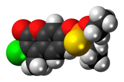 Space-filling model of the coumaphos molecule