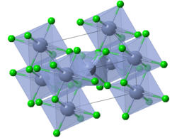 3D model of chromium(II) chloride, green atom is chloride