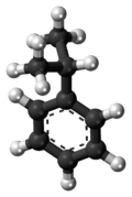 Ball-and-stick model of the cumene molecule