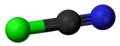 Ball and stick model of cyanogen chloride