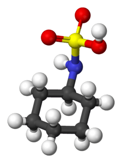 Ball-and-stick model of cyclamic acid