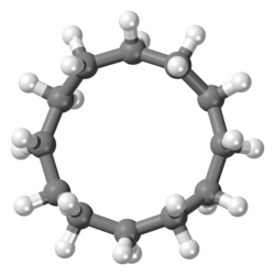Ball-and-stick model of the cyclododecane molecule