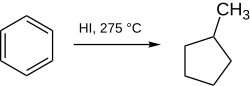 reduction of benzene to methylcyclopentane