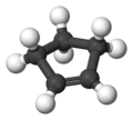 Ball-and-stick model of cyclopentene
