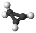 Ball and stick model of cyclopropene