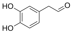 Kekulé, skeletal formula of 3,4-dihydroxyphenylacetaldehyde
