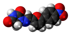 Space-filling model of the dantrolene molecule