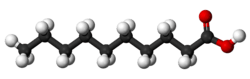 Ball-and-stick model of decanoic acid