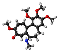 Ball-and-stick model of the demecolcine molecule
