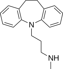 Skeletal formula of desipramine