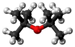 Ball-and-stick model of the di-tert-butyl ether molecule
