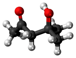 Ball-and-stick model of the diacetone alcohol molecule