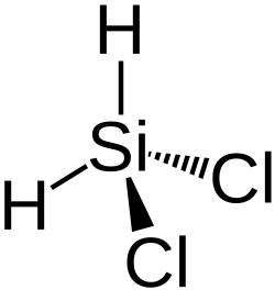 Stereo, skeletal formula of dichlorosilane with some explicit hydrogens added