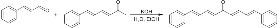Equation for the second substep in the synthesis of dicinnamalacetone