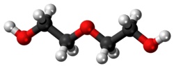 Ball-and-stick model of the diethylene glycol molecule