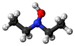 Ball-and-stick model of the diethylhydroxylamine molecule