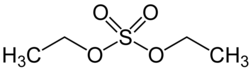 Molecular structure of diethyl sulfate.