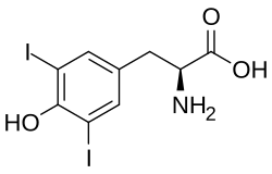 Skeletal formula of diiodotyrosine