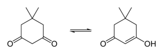 Diagram of tautomeric equilibrium of dimedone
