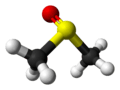 Stereo structural formula of dimethyl sulfoxide with an explicit electron pair and assorted dimensions