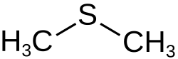 Skeletal formula of dimethyl sulfide with all implicit hydrogens shown
