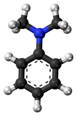 Ball-and-stick model of the dimethylaniline molecule