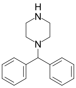 Skeletal formula of diphenylmethylpiperazine