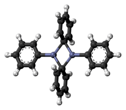Ball-and-stick model of the diphenylzinc dimer molecule