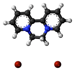 Ball-and-stick model of the component ions of diquat