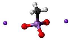 Two sodium cations and one methyl arsenate anion
