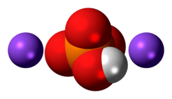 Ball-and-stick model of the component ions of disodium phosphate