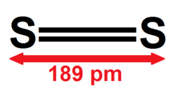 Ball and stick model of disulfur molecule